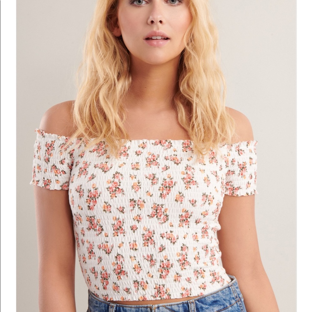 Garage Smocked Off the Shoulder Top